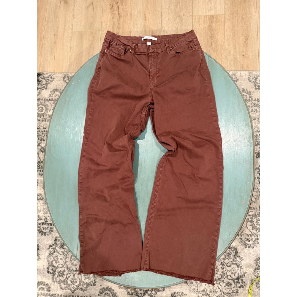 Altard State Mica Denim Wide Leg‎ Jeans Brick Red Raw Hem Sz 32 MDP-W3007BR